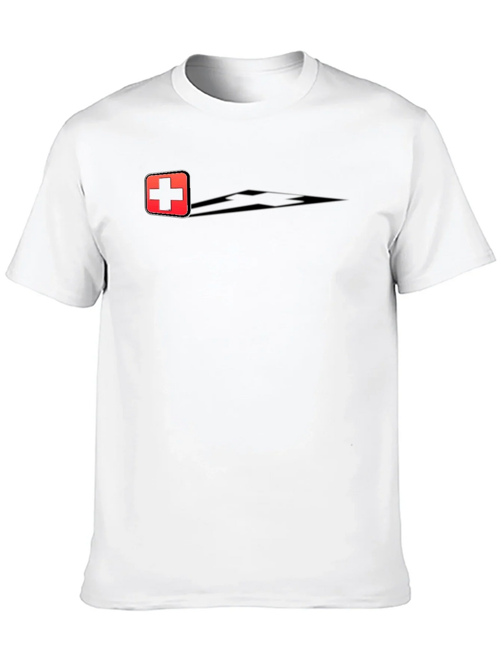 Swiss Cross Graphic Tee - Black Cotton Casual T-Shirt