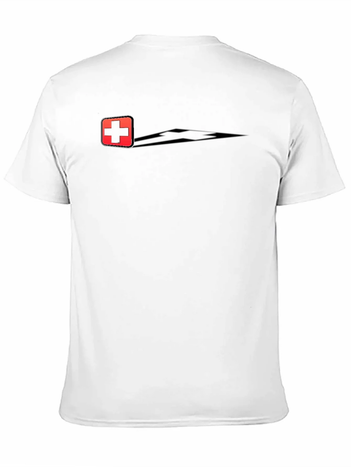 Swiss Cross Graphic Tee - Black Cotton Casual T-Shirt