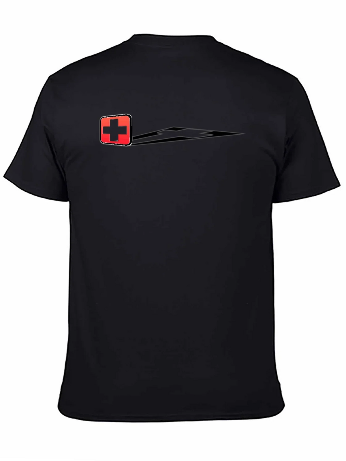 Swiss Cross Graphic Tee - Black Cotton Casual T-Shirt