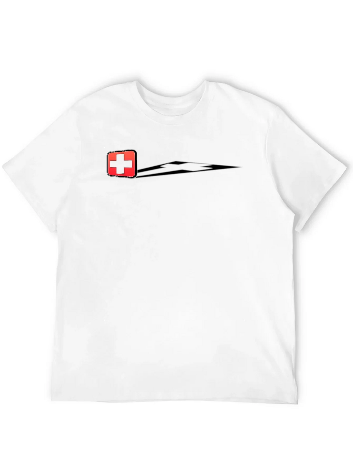 Swiss Cross Graphic Tee - Black Cotton Casual T-Shirt