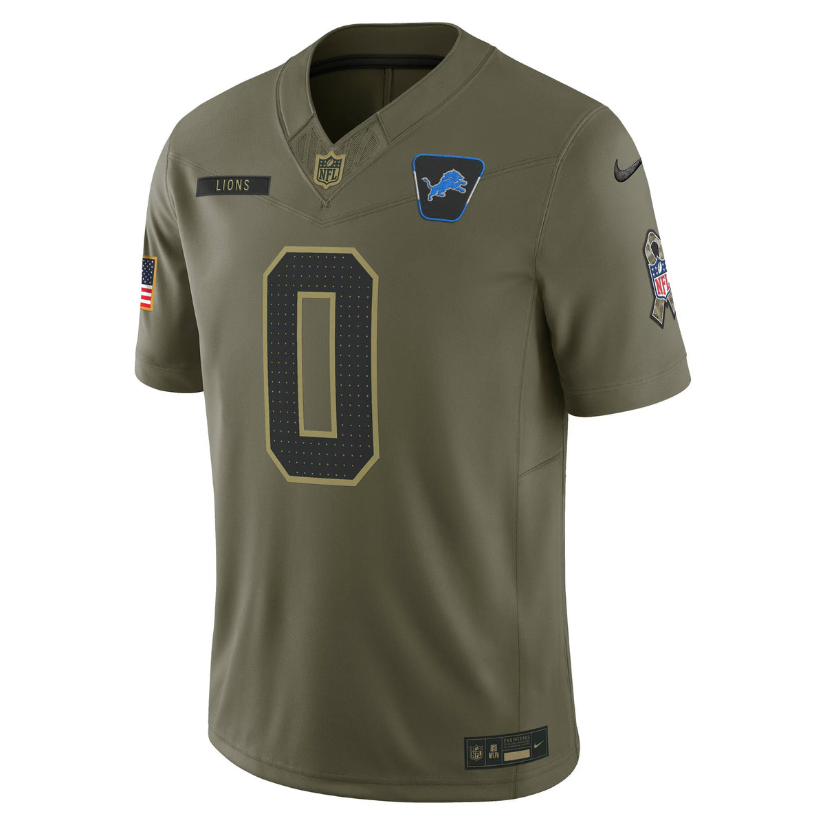 Detroit Lions Jahmyr Gibbs Olive 2025 Salute to Service Limited Jersey