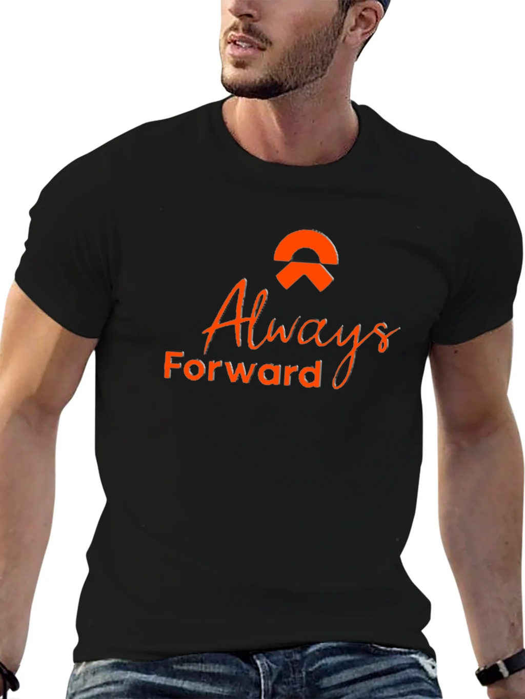 Always Forward Black Tee - Stylish Graphic T-Shirt