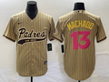 Men's San Diego Padres Manny Machado #13 Tan Replica Player Jersey1 Joint Edition