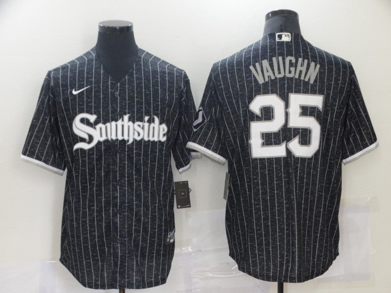 Men's Chicago White Sox Andrew Vaughn #25 Black Replica Baseball jersey