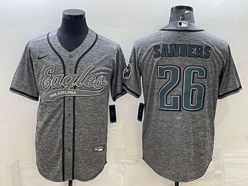 Men's Philadelphia Eagles Miles Sanders #26 Gray Player jersey Joint Edition