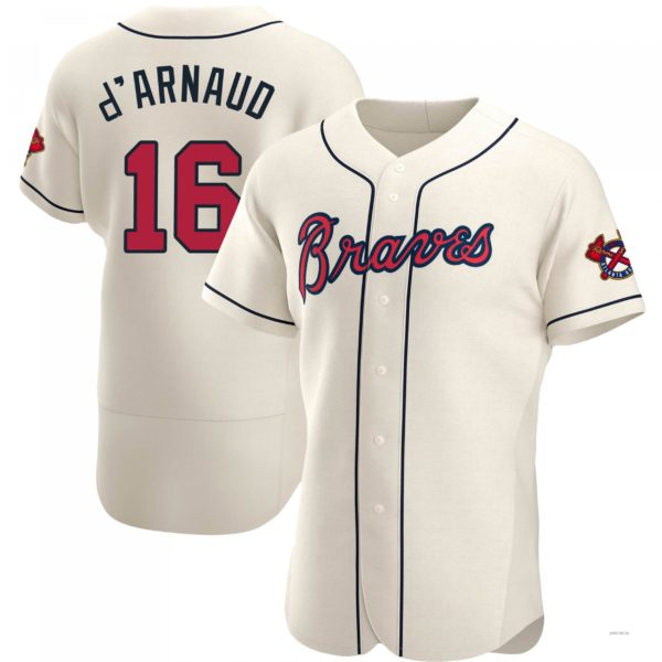 Atlanta Braves #16 Travis dArnaud Cream Alternate Jersey Stitches Baseball Jerseys