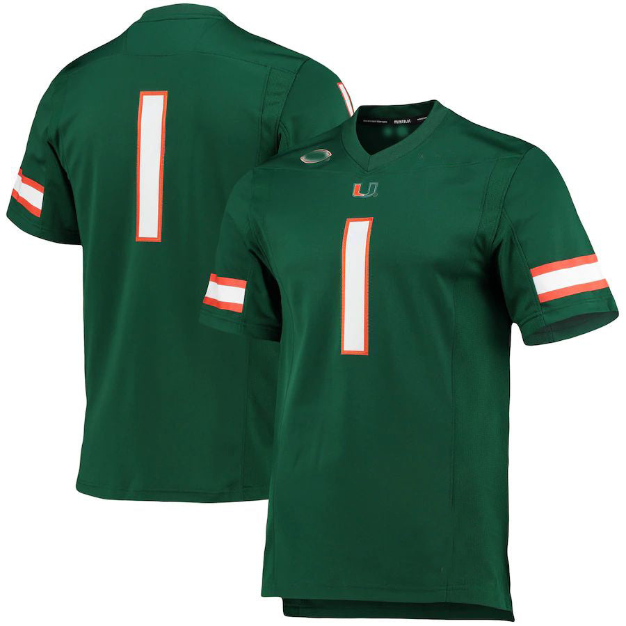 #1 M.Hurricanes Team Premier Green Football Jersey Stitched American College Jerseys