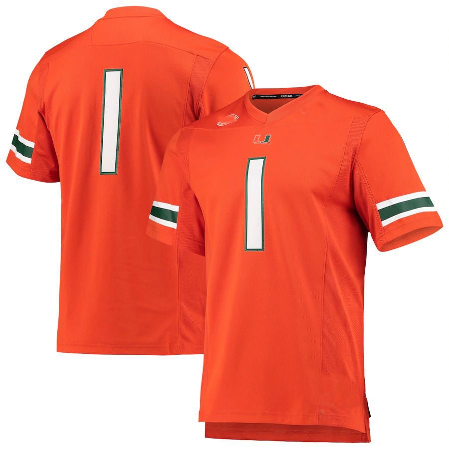 #1 M.Hurricanes Team Premier Orange Football Jersey Stitched American College Jerseys