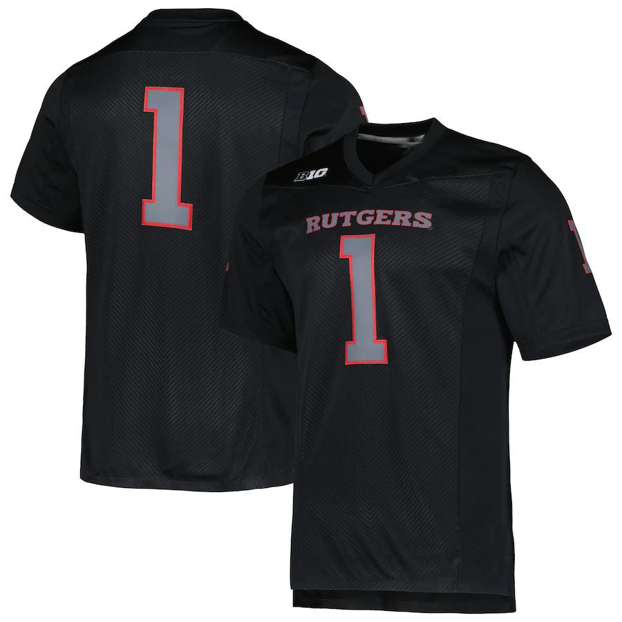#1 R.Scarlet Knights Team Premier Football Jersey Black Stitched American College Jerseys