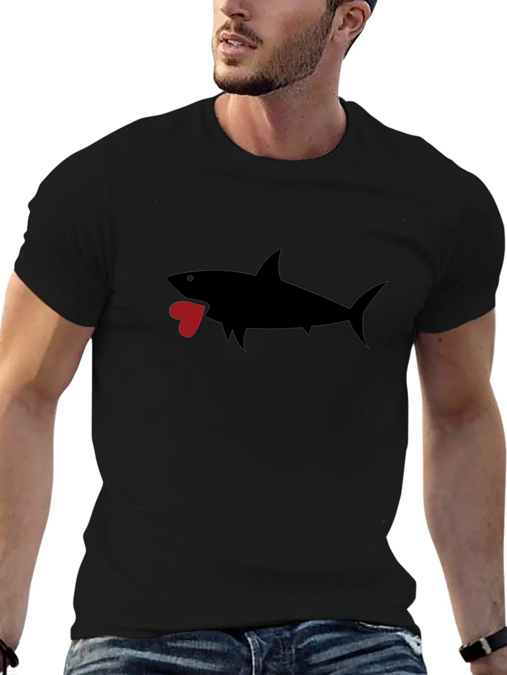 Shark Heart Graphic Black T-Shirt