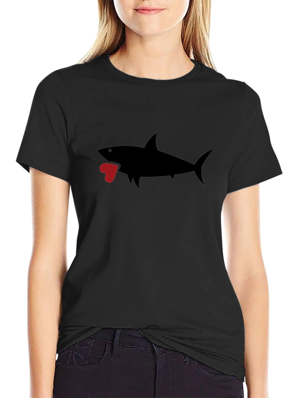 Shark Heart Graphic Black T-Shirt