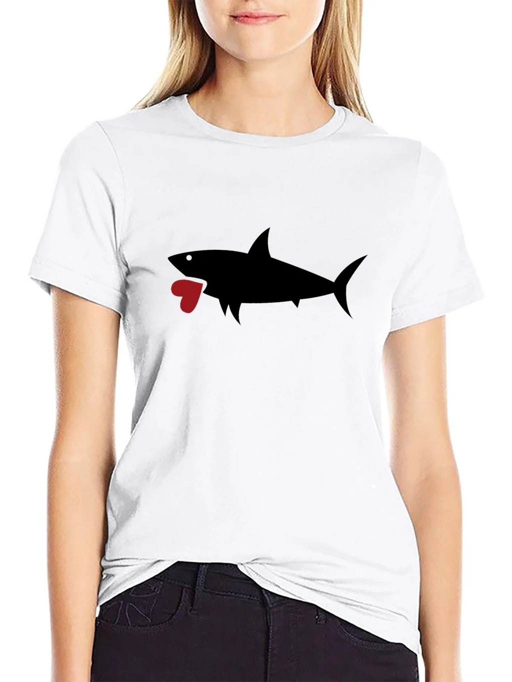Shark Heart Graphic Black T-Shirt
