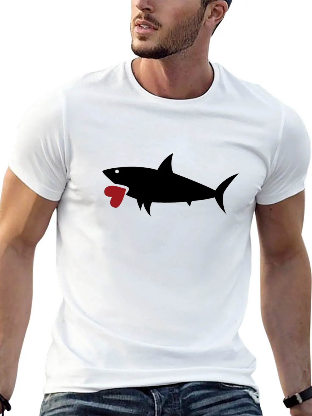 Shark Heart Graphic Black T-Shirt