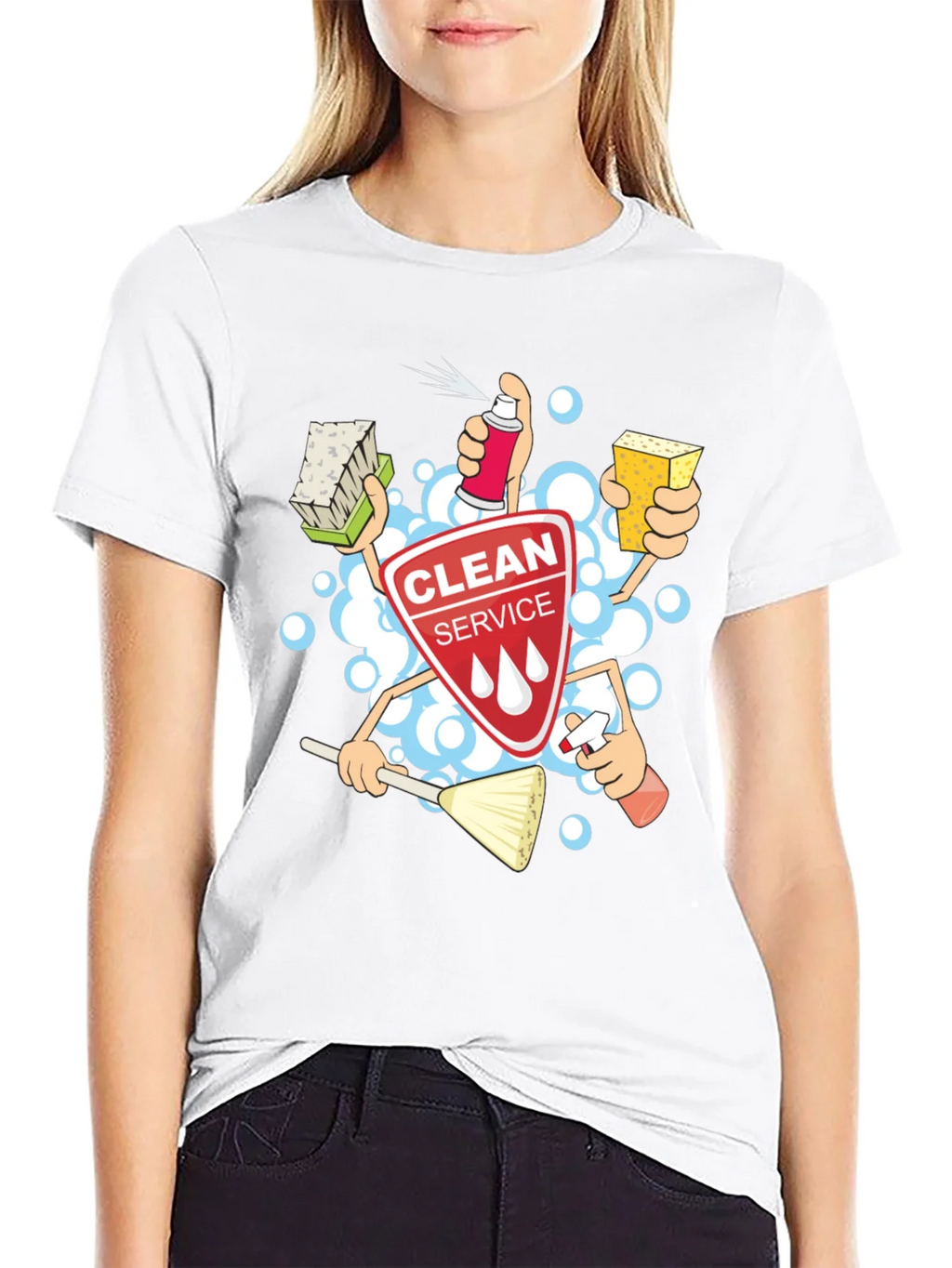 Clean Service T-Shirt - Cartoon Design