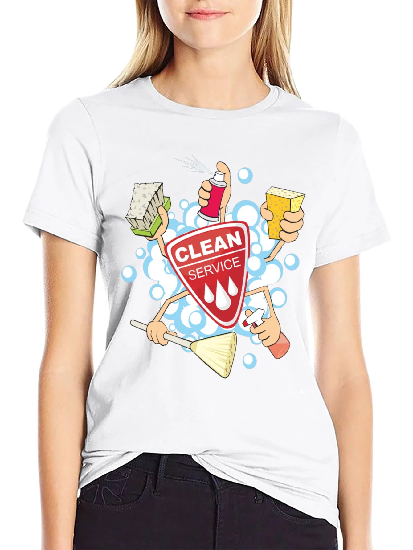 Clean Service T-Shirt - Cartoon Design