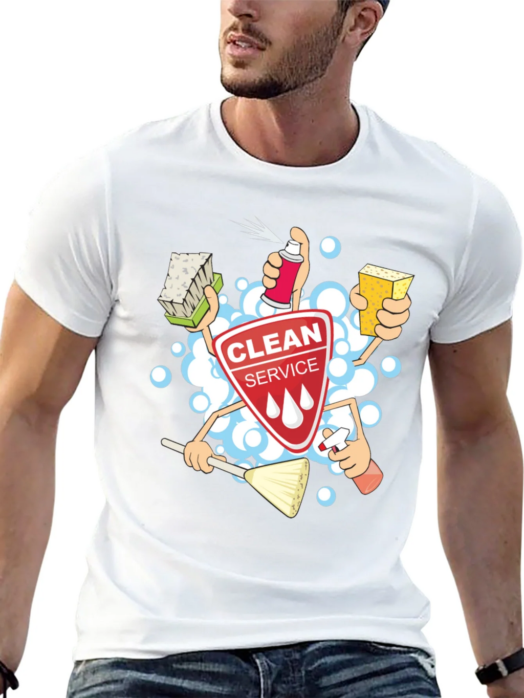 Clean Service T-Shirt - Cartoon Design