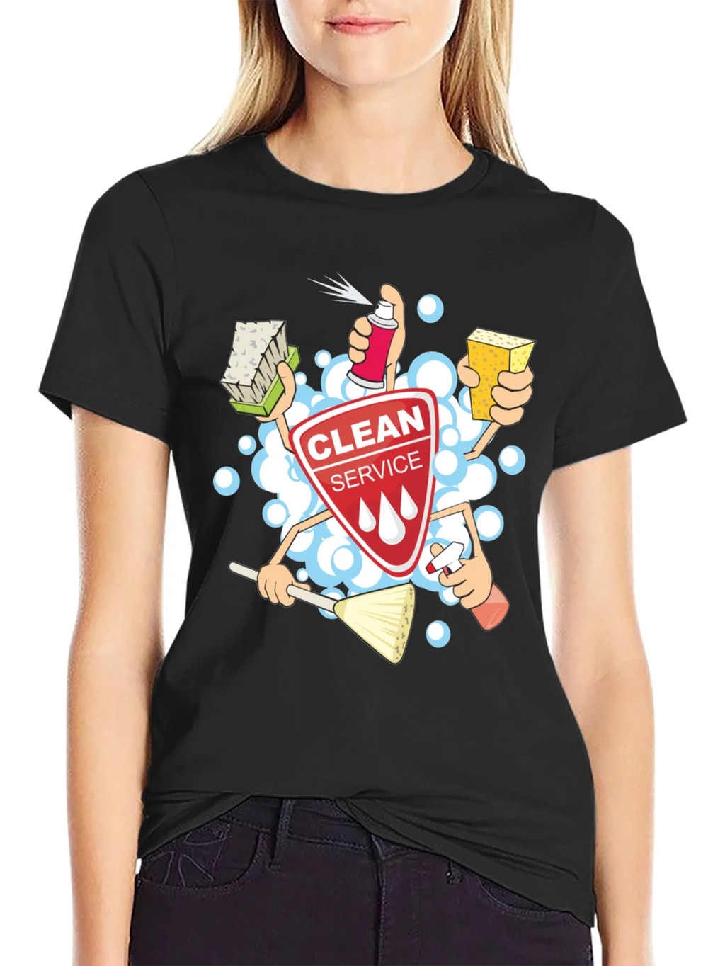 Clean Service T-Shirt - Cartoon Design