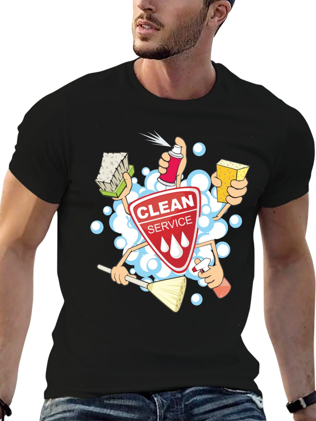 Clean Service T-Shirt - Cartoon Design