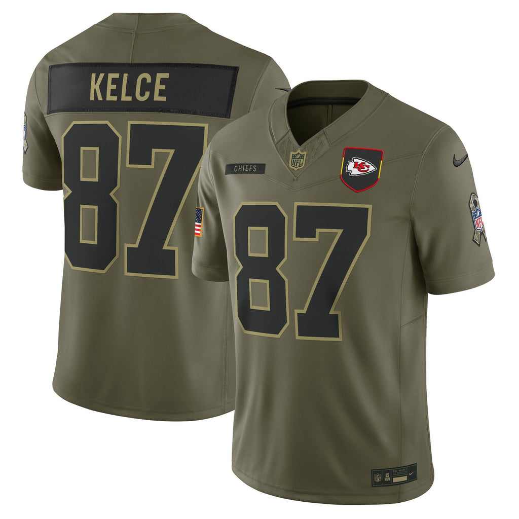 Kansas City Chiefs Travis Kelce Olive 2025 Salute to Service Limited Jersey