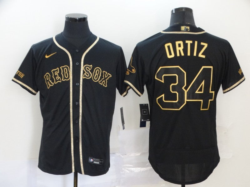 Men's Boston Red Sox David Ortiz #34 Black Replica Player jersey