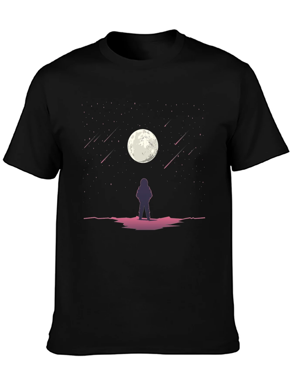 Astronaut Moon Gazing Black Graphic Tee