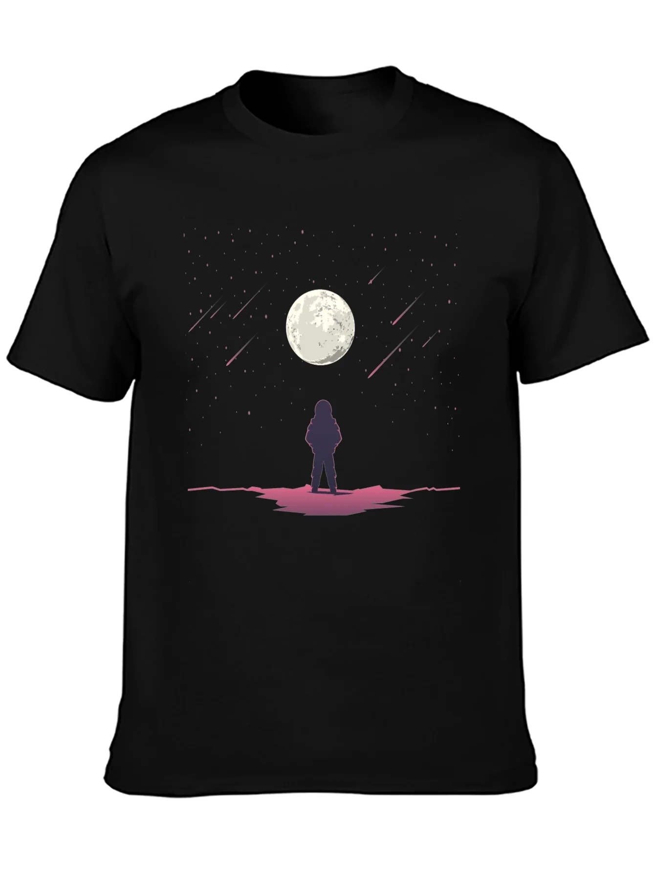 Astronaut Moon Gazing Black Graphic Tee