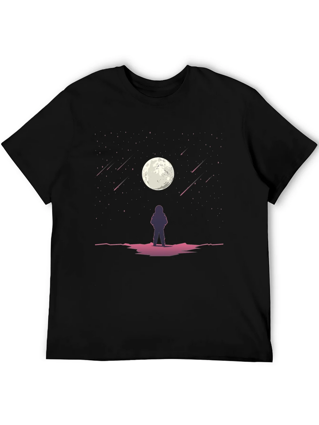 Astronaut Moon Gazing Black Graphic Tee