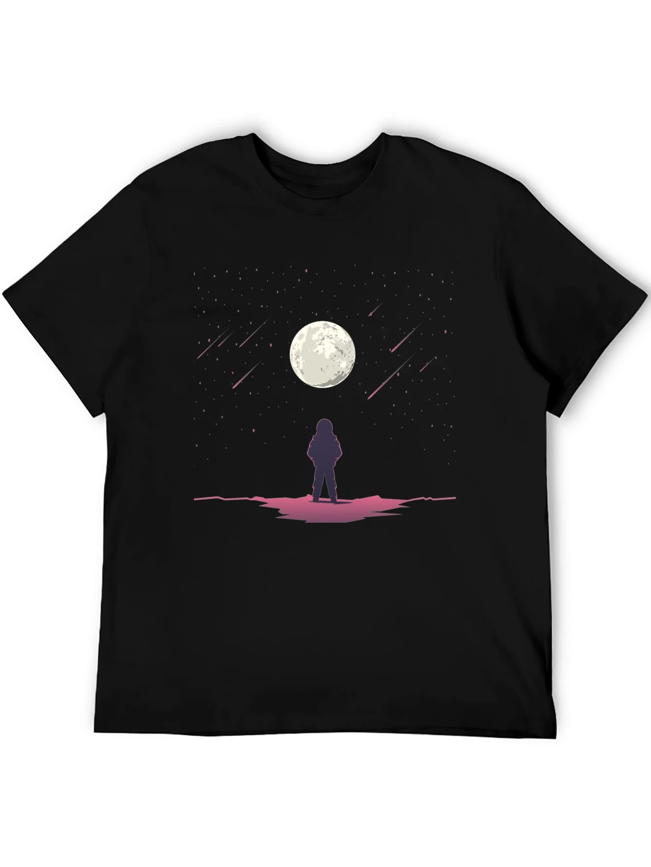 Astronaut Moon Gazing Black Graphic Tee
