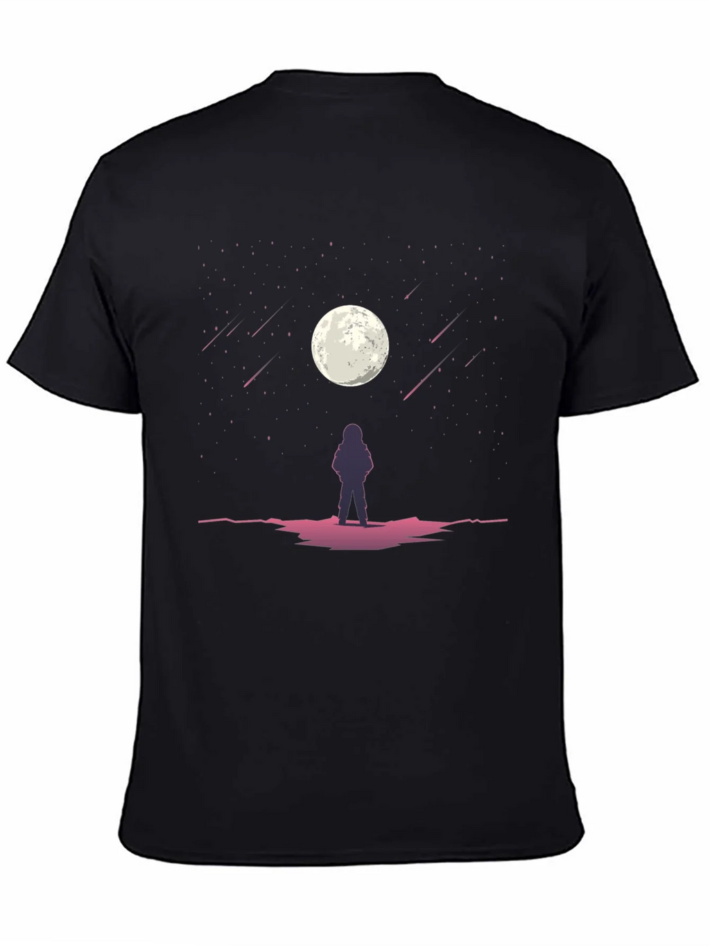 Astronaut Moon Gazing Black Graphic Tee