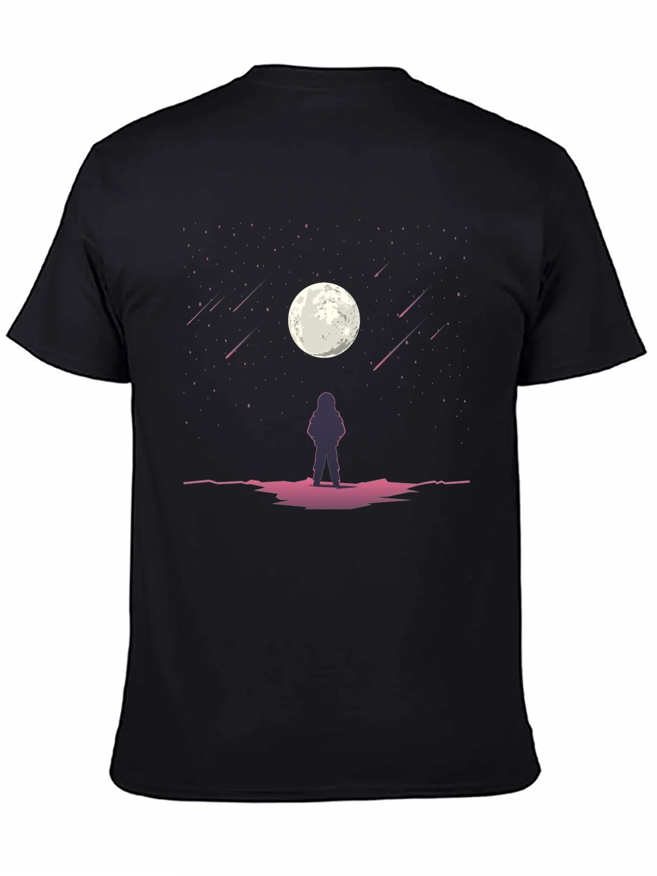 Astronaut Moon Gazing Black Graphic Tee