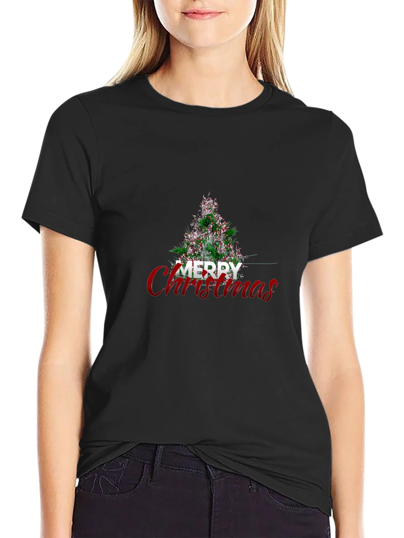 Festive Merry Christmas Tree Graphic Tee - Holiday Apparel
