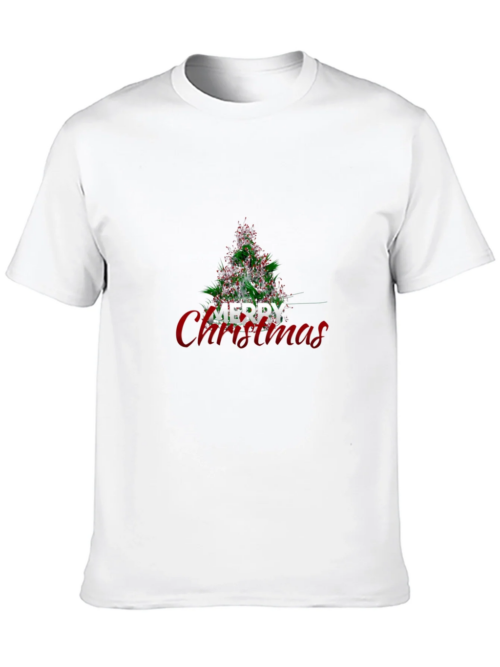 Festive Merry Christmas Tree Graphic Tee - Holiday Apparel