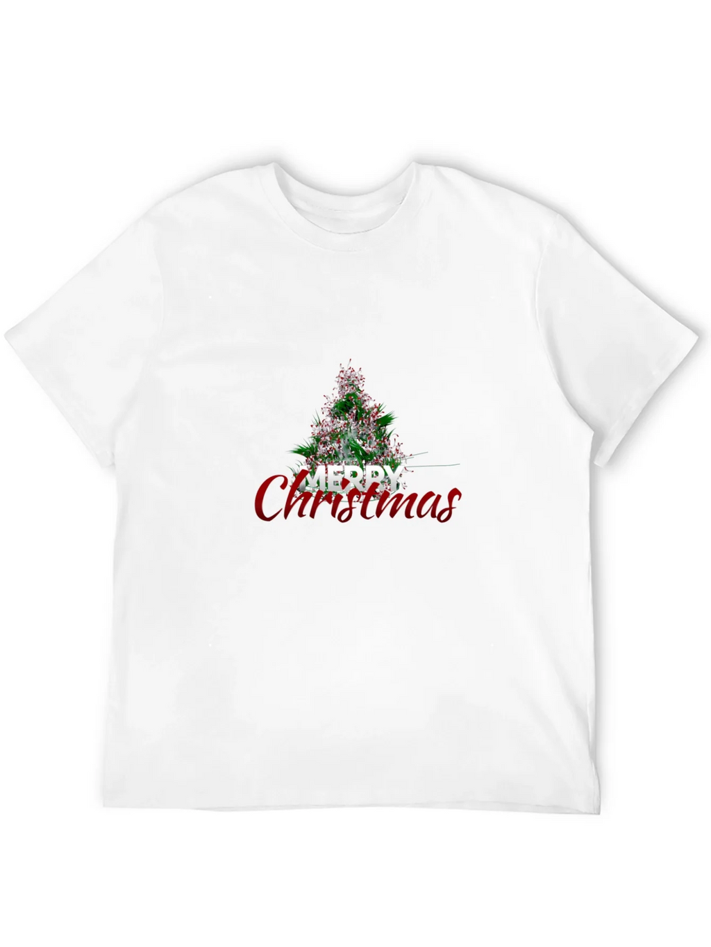 Festive Merry Christmas Tree Graphic Tee - Holiday Apparel