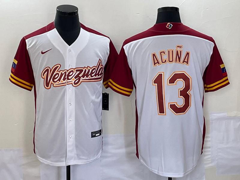 Men's 2023 World Baseball Classic #13 Ronald Acua Jr. Venezuela White jersey