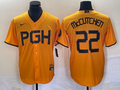 Men's Pittsburgh Pirates Andrew McCutchen #22 Gold 2023 City Connect Replica Player Jersey1