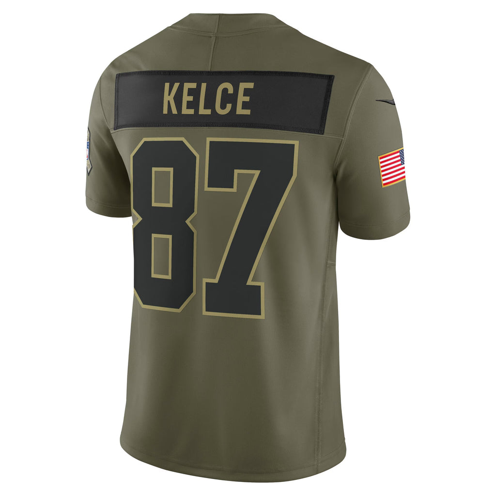 Kansas City Chiefs Travis Kelce Olive 2025 Salute to Service Limited Jersey