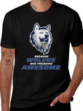 Wolf Graphic Tee - Wolves Are Awesome Black T-Shirt