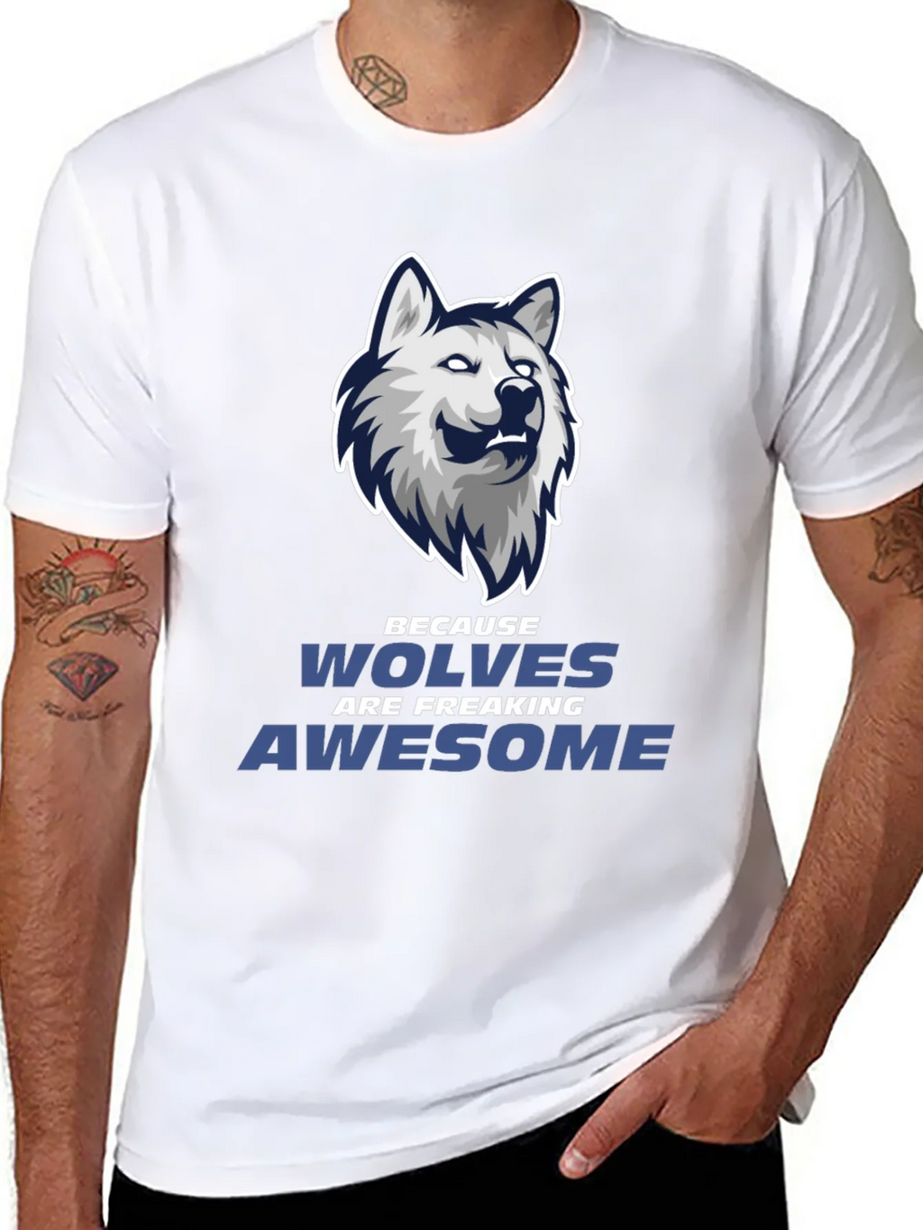 Wolf Graphic Tee - Wolves Are Awesome Black T-Shirt