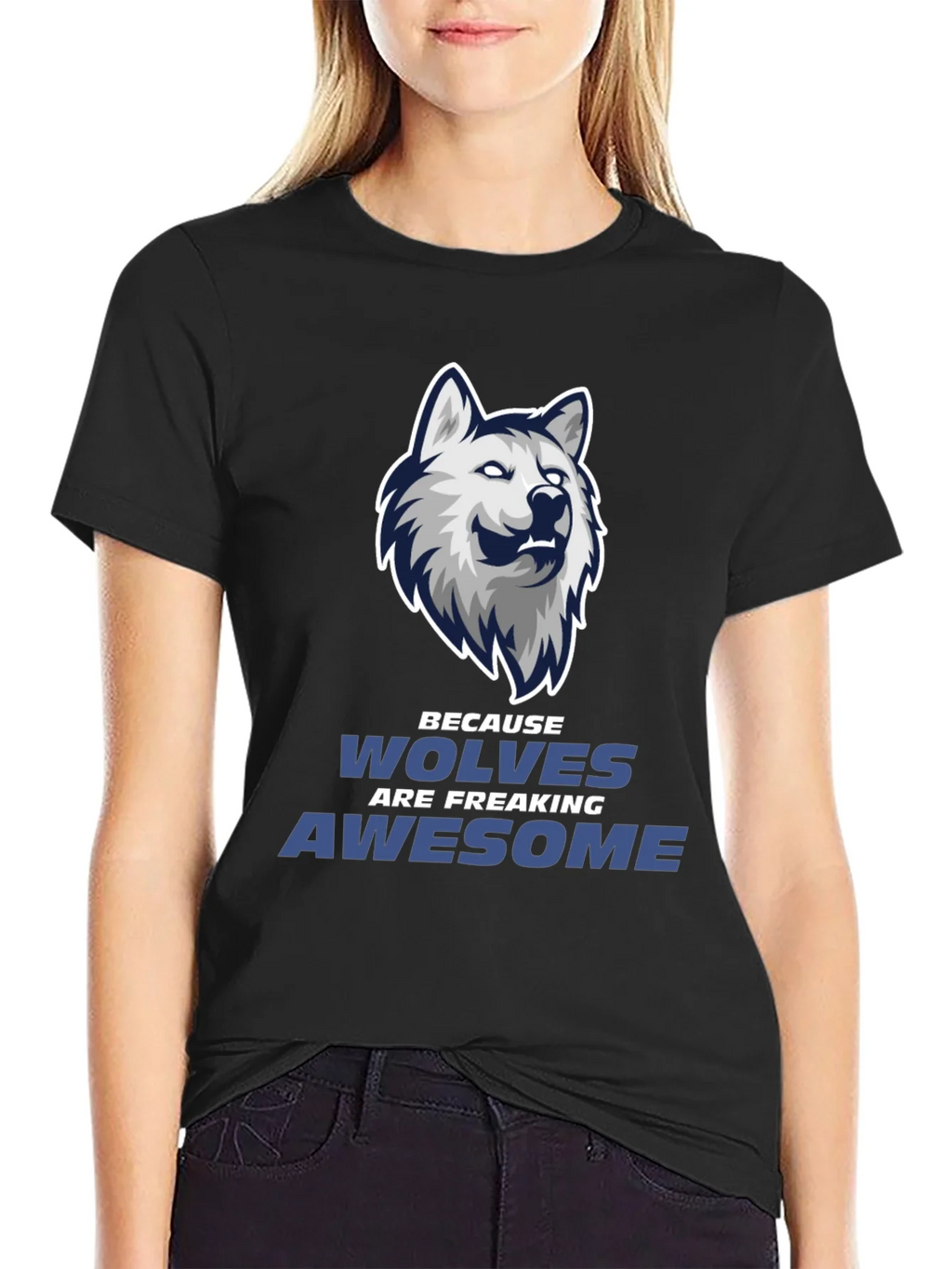 Wolf Graphic Tee - Wolves Are Awesome Black T-Shirt