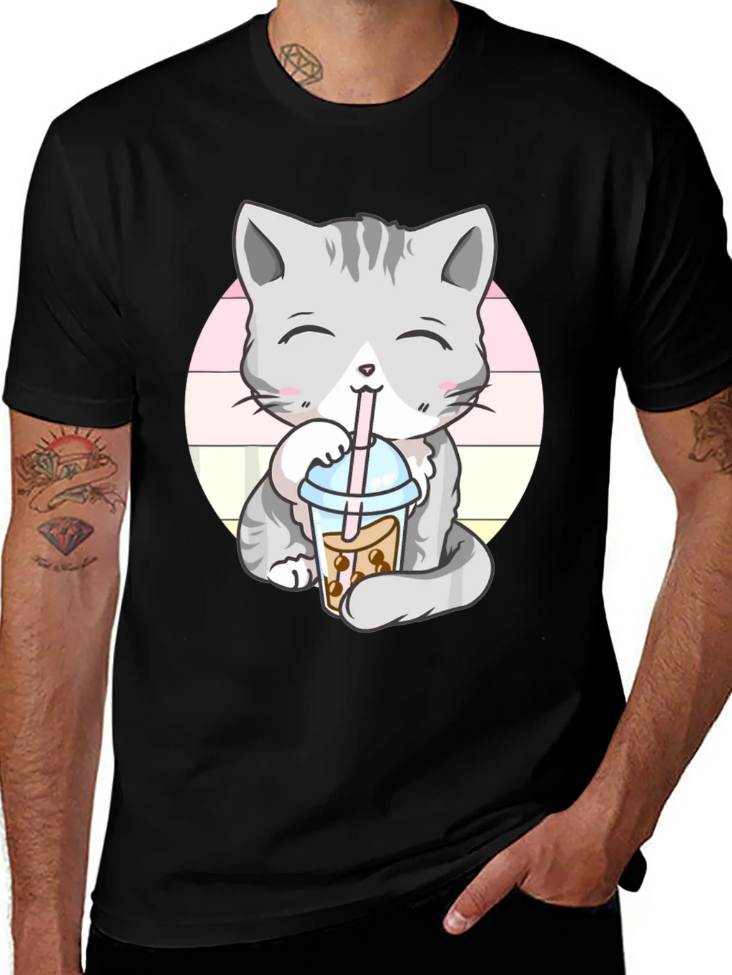Kawaii Cat Boba Tea Graphic Tee
