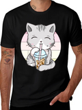 Kawaii Cat Boba Tea Graphic Tee