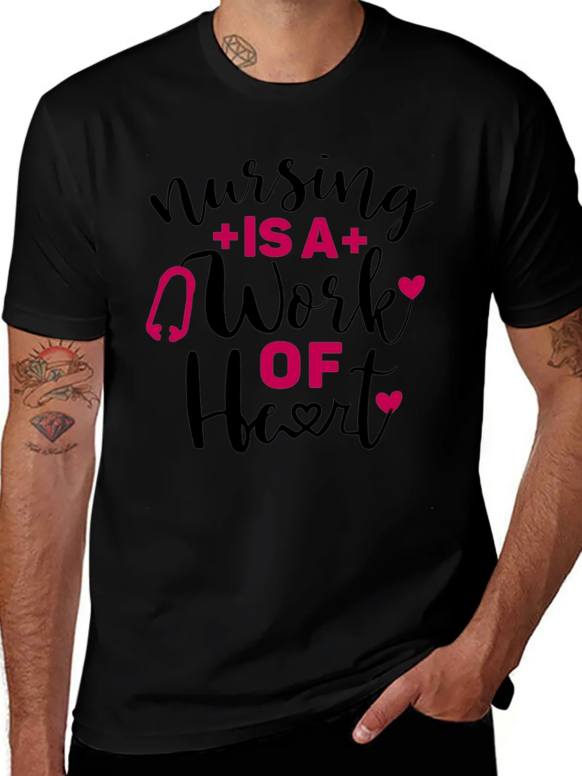 Nursing Is A Work Of Heart Graphic Tee