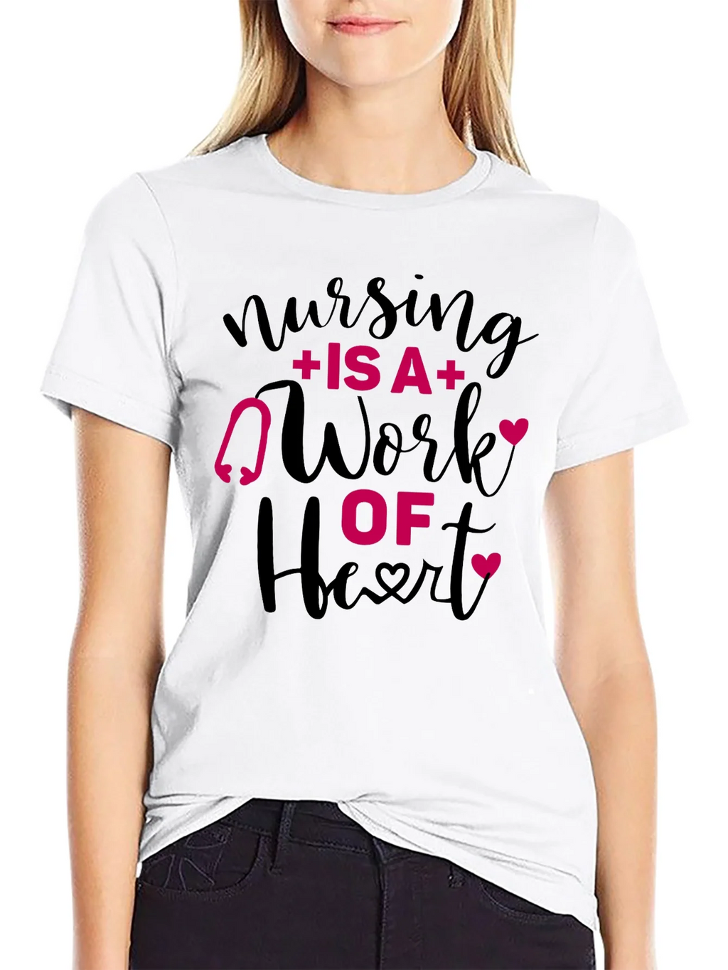 Nursing Is A Work Of Heart Graphic Tee