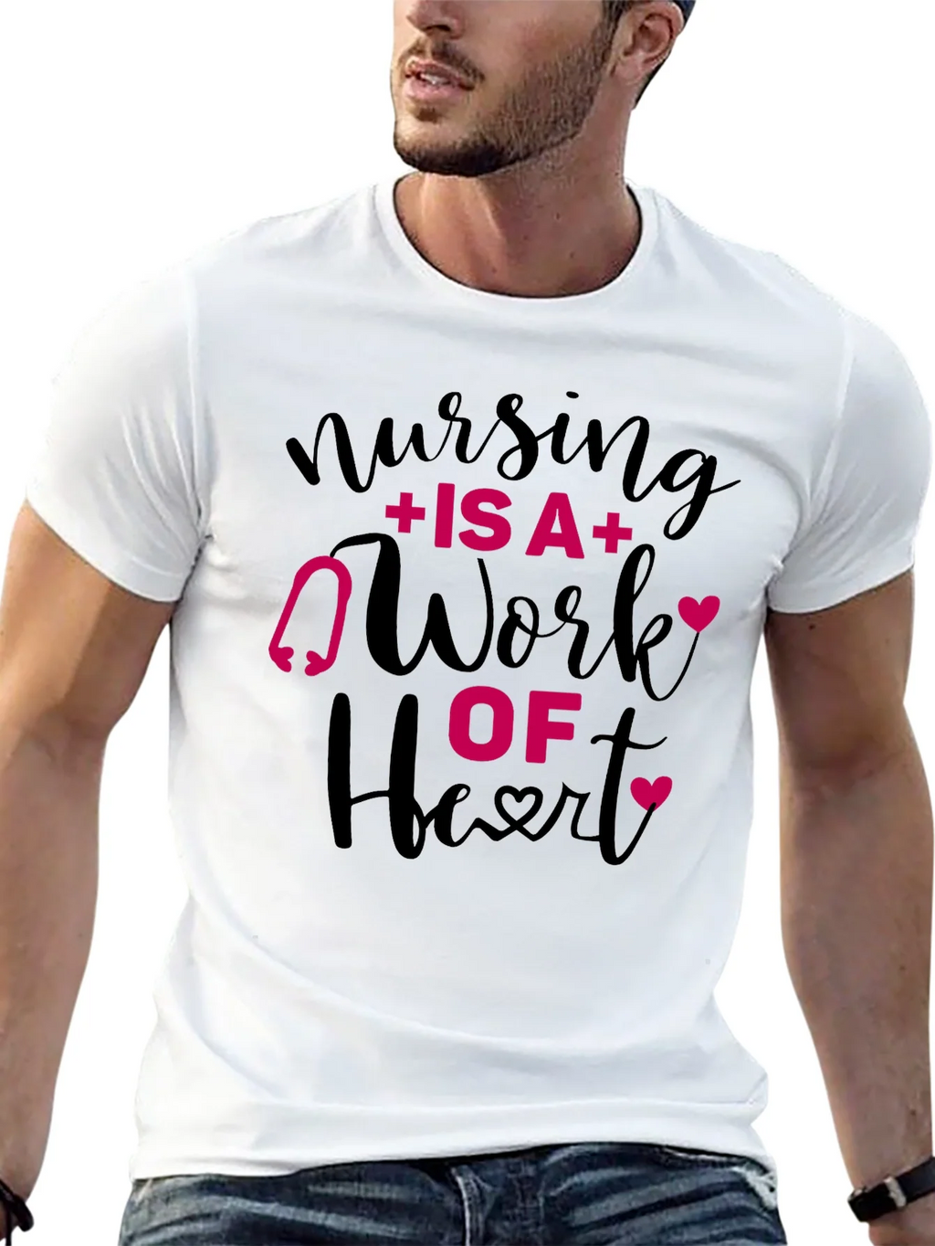 Nursing Is A Work Of Heart Graphic Tee