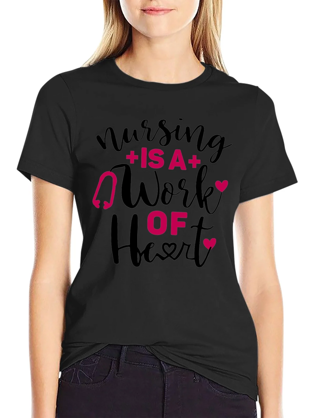 Nursing Is A Work Of Heart Graphic Tee