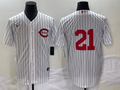 Men's Cincinnati Reds Hunter Greene #21 White 2022 MLB at Field of Dreams Game Authentic Player jersey