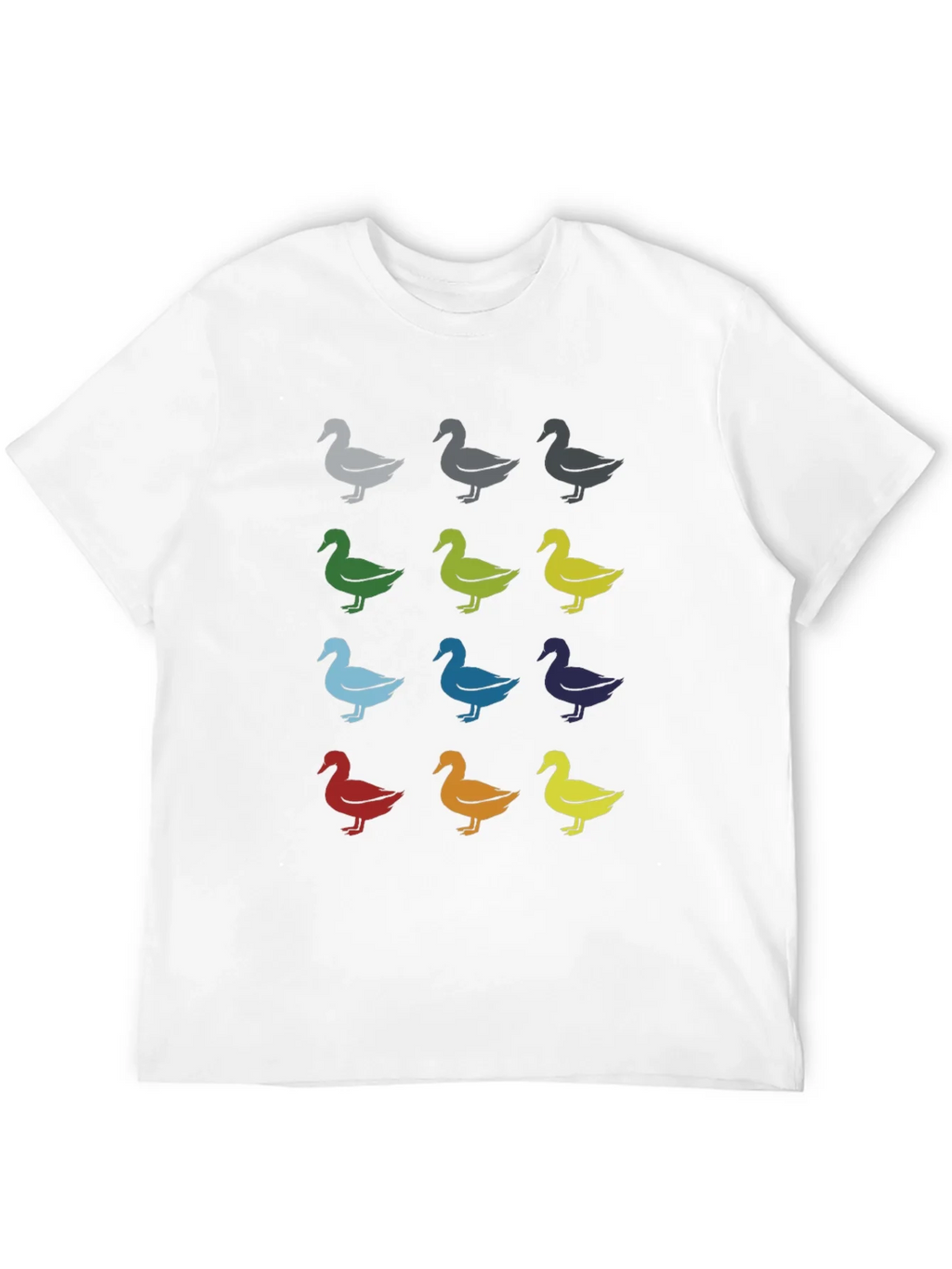 Quirky Duck Pattern Graphic Tee - Black Unisex T-Shirt