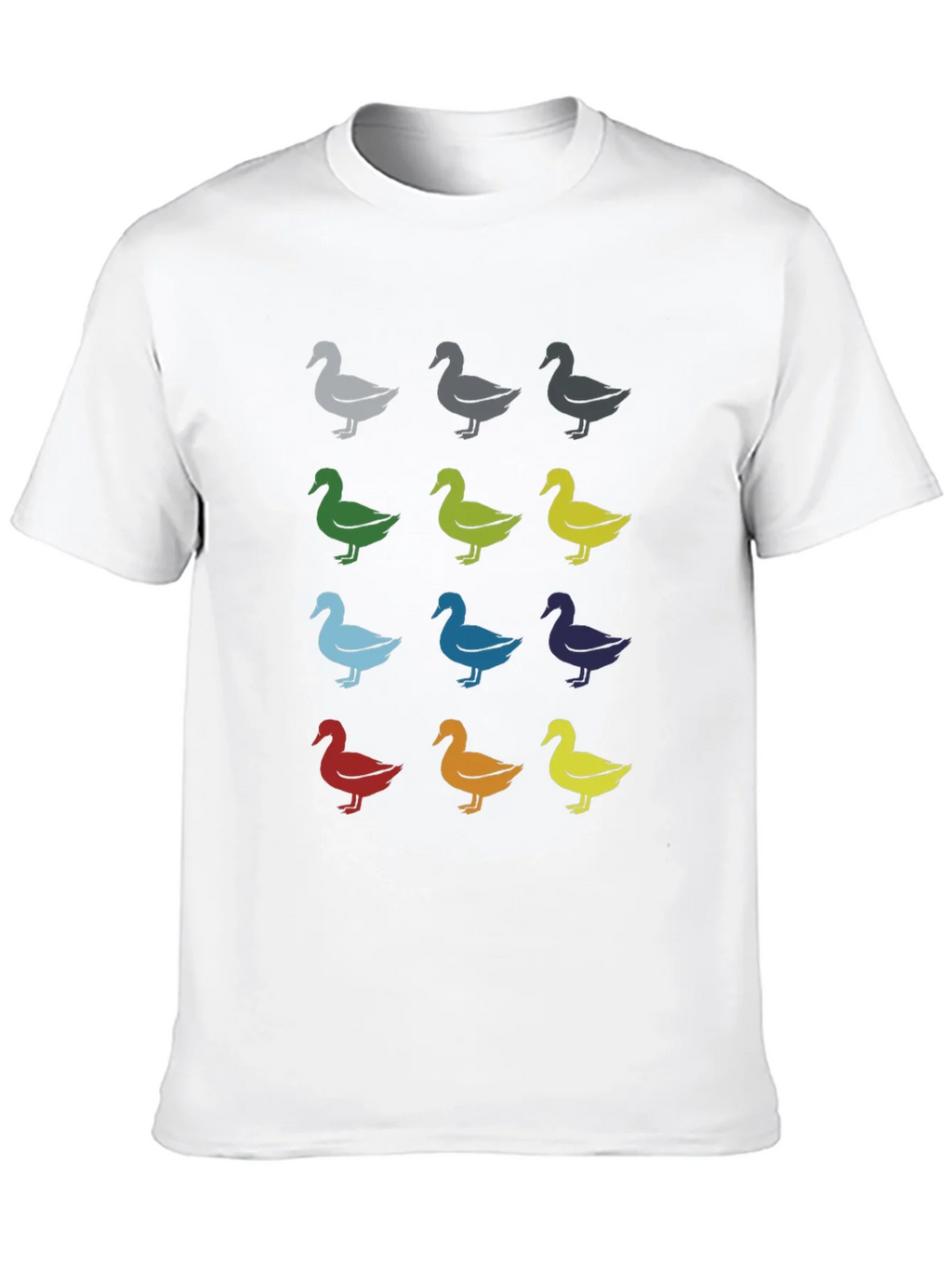Quirky Duck Pattern Graphic Tee - Black Unisex T-Shirt