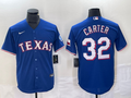 Men's Texas Rangers Evan Carter #32 Blue Replica Player jersey