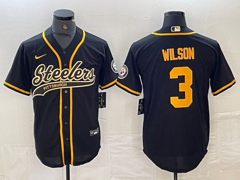 Men's Pittsburgh Steelers Russell Wilson #3 Black Player jersey Joint Edition